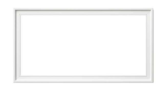 Empty picture frame on wall, white transparent inside painting frame, PNG