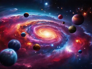 Wide view our Universe, the concept of the galaxy some stars, bright color, Milky Way. Generative AI