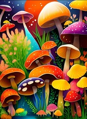 mushrooms in the grass