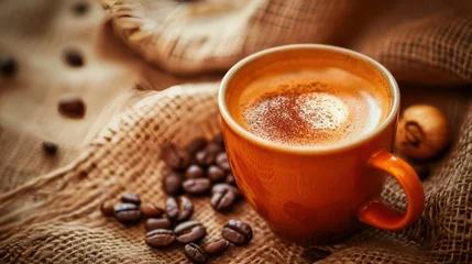 Crédence de cuisine en plexiglas Café Roasted coffee beans and cup of coffee. Generative AI