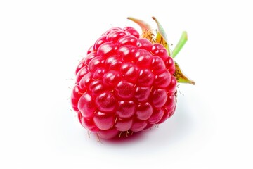 Single ripe raspberry on a white background
