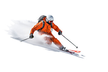 Skiing in the snow: a winter sports adventure isolated on a transparent background