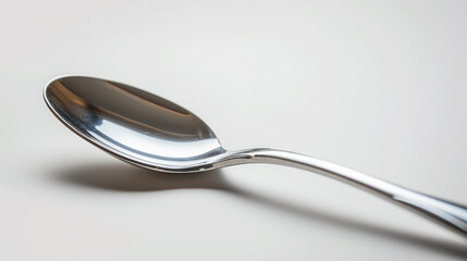 Sleek stainless steel spoon isolated on white.