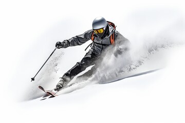 Skiing in the snow: a winter sports adventure isolated on a transparent background