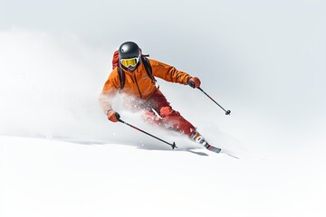 Skiing in the snow: a winter sports adventure isolated on a transparent background