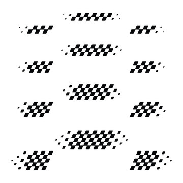 Checkered race track flag waves set