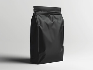 Black coffee bag without logo mockup. Created with Generative AI technology