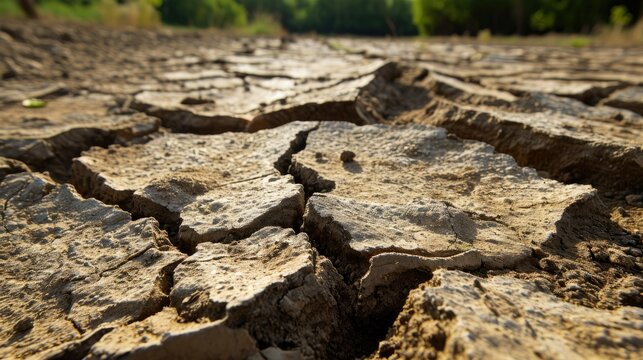 Dry cracked earth texture, concept of drought and environmental crisis.