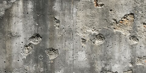 Textured gray concrete wall with visible damage and weathering, suitable for backgrounds or graphic elements.
