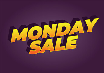 Monday sale. Text effect in 3D style with eye catching colors