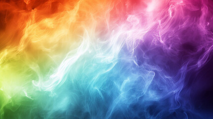 Obraz na płótnie Canvas Rainbow-Hued Smoke: A Playful Blend of Colors Creating a Light Yet Vivid Background, Evoking Whimsy and Vibrancy 