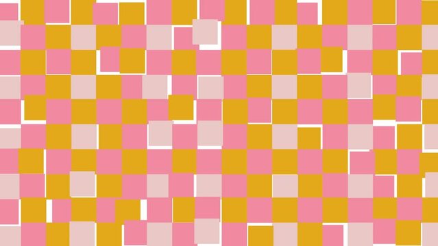 Custom designed animation video of checkered colorful pattern background with squares pattern.