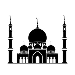 Lasecut Elegance Black and White Mosque Design for Ramadan Generative Ai
