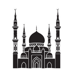 Lasecut Elegance Black and White Mosque Design for Ramadan Generative Ai