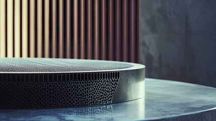 an angular modern podium featuring striking macro details of subtle gipsum accessories. generative AI - obrazy, fototapety, plakaty
