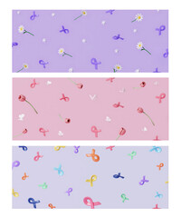 banner background set for world Cancer Awareness Month and World Cancer Day banner background design in 3D illustration.