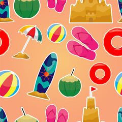 Seamless Beach Colorful Vector