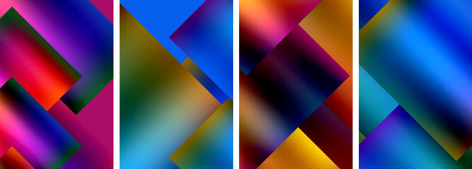 Colorful metal square abstract poster backgrounds