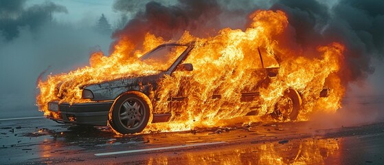 The automobile transportation vehicle spontaneous combustion fire mishap
