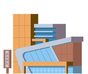 Bank Flat Building Illustration