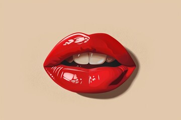 Female human red lips illustration, simple style