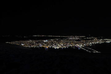 night view to the city of Tromso