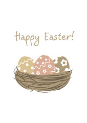 Concept card of Easter eggs in a nest vector illustration pastel