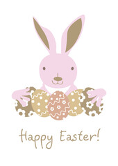 Conceptual Easter bunny card with Easter eggs vector illustration