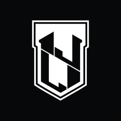 JL Logo monogram hexagon geometric up and down inside shield isolated style design template