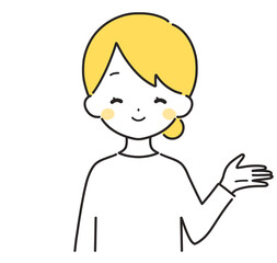 黄色｜案内する私服の女性｜左手	
