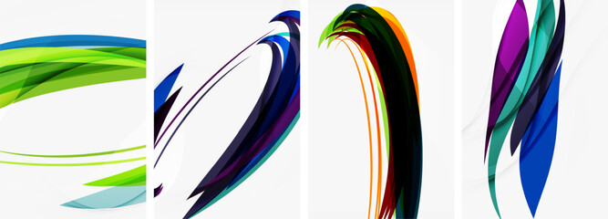 Fototapeta premium Colorful wave lines poster set for wallpaper, business card, cover, poster, banner, brochure, header, website