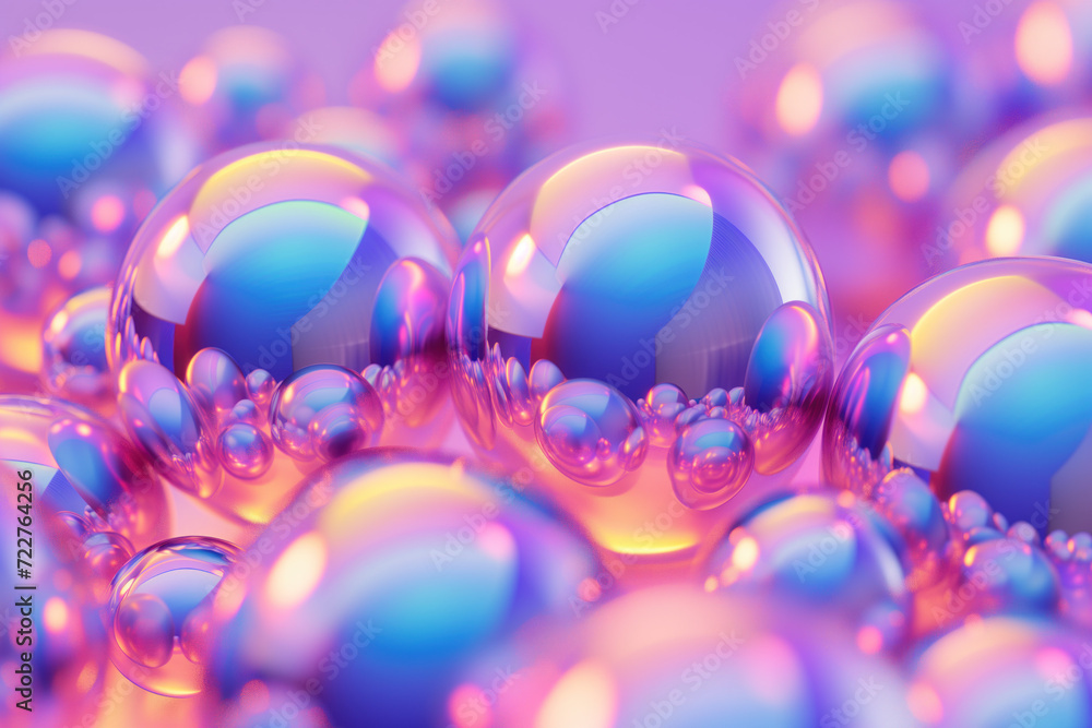 Poster abstract background with colorful iridescent balls. background image. created with generative ai tec