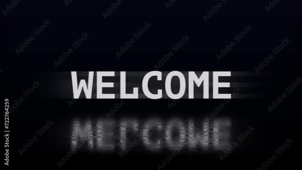 Fototapete welcome animation with isolated glitch effect on black background video game screen retro glitch cyb