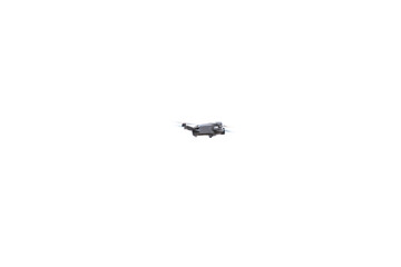 drone is flaying against isolated white background.