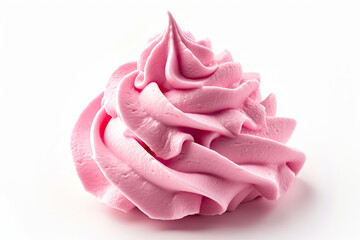 Pink whipped cream isolated on a white background.