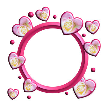 frame with hearts and flowers