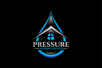 Pressure wash logo, home cleaning logo, house clean logo, pressure power washing logo, pressure wash icon, pressure wash gun icon,  washing cleaning services logo design vector illustration template