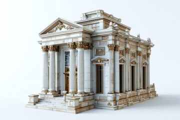 Fototapeta premium Bank Headquarters Icon, on an Isolated White Background, Generative AI