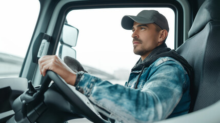 Obraz premium Urban truck driver engaged in the democratic process