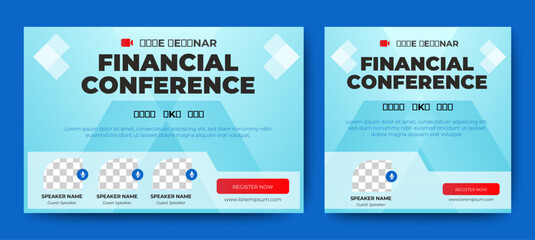 Financial Marketing Conference webinar banner template. social media post template invitation. vector