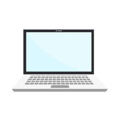 Laptop vector in flat style. Computer with empty screen, blank copy space on computer. Laptop front view.  Vector illustration