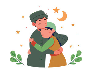 Eid Mubarak greeting background ramadhan poster illustration, ramadan kareem cartoon vector Wishing for Islamic festival for banner, poster, background, flyer,illustration.