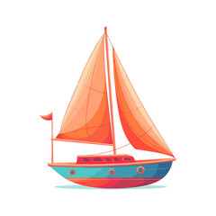 Fototapeta premium Sail boat isolated on white background. Vector illustration.