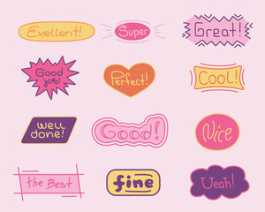 Vector color set of motivation mark labels.