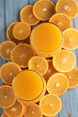 A close-up a glass of fresh, orange juice.citrus fruit, vitamins