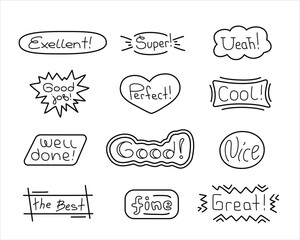 Vector line set of motivation mark labels.