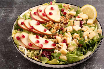 salad, seed, leaf, food, lunch, cheese, greens, healthy, pomegranate - obrazy, fototapety, plakaty