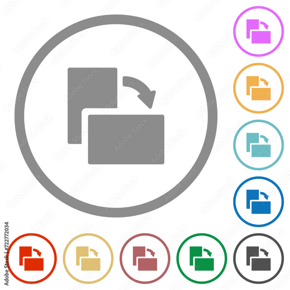 Poster rotate right solid flat icons with outlines