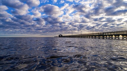 Biloxi, Mississippi waterfront at dusk