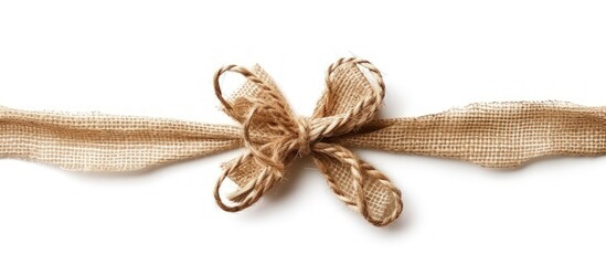 Closeup brown bow twine on white background. Generated AI image